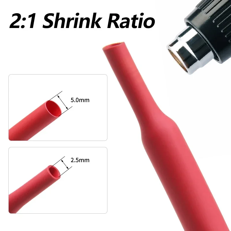 0.6 ~ 80 مللي متر 2:1 الحرارة يتقلص أنبوب سلك إصلاح لتقوم بها بنفسك كابل البولي أوليفين حامي أنابيب الانكماش الحراري معزول كم التفاف القطر الأحمر