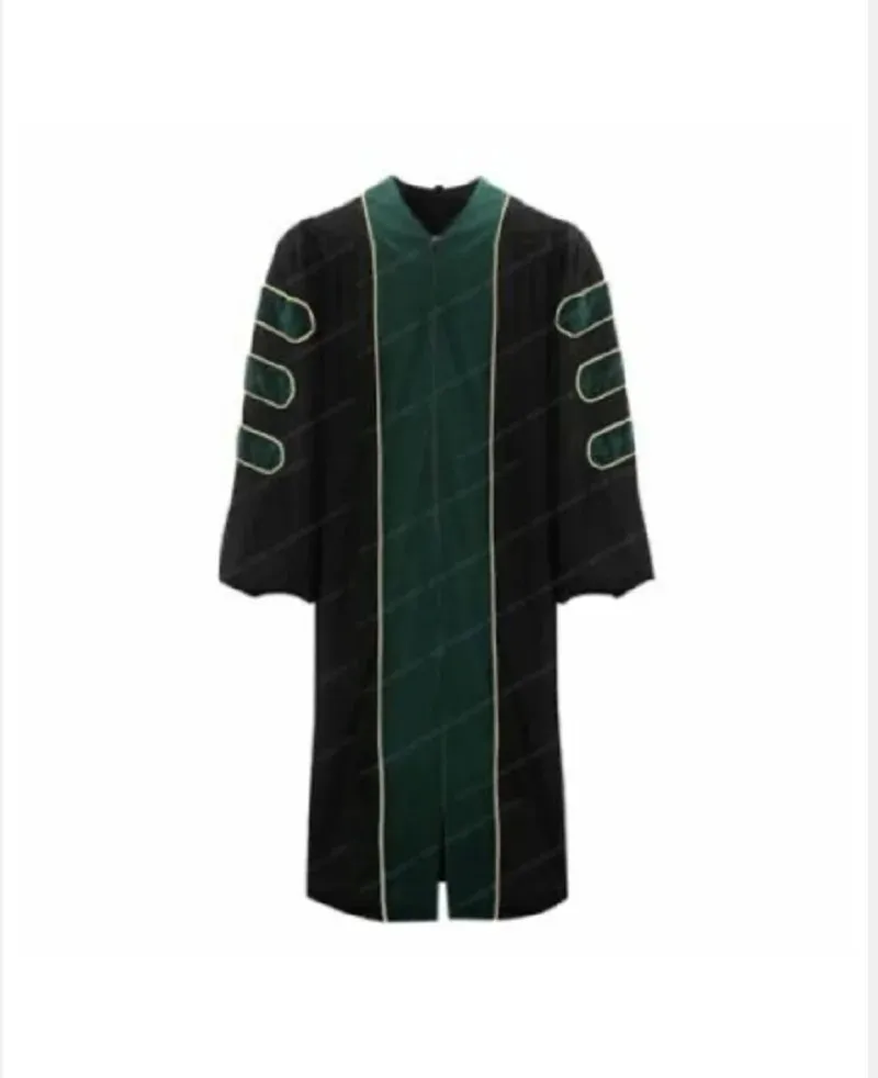 Cosplay Luxury PhD Graduation Gown Velvet Gown with Gold Piping customized