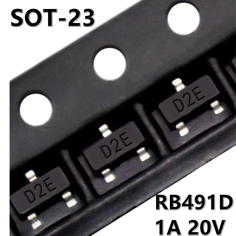 オリジナルのsmdショットキーダイオード、rb491d d2e sot-23、1a 20v、50個