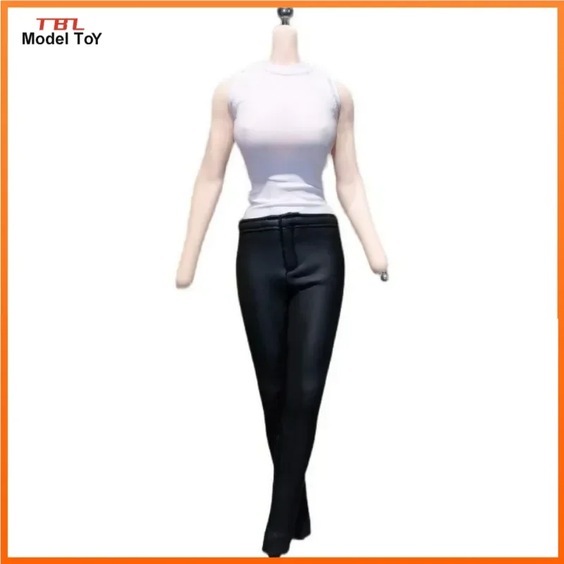 

Коллекция стрейч женских жилетов, черные Стрейчевые брюки из искусственной кожи белого цвета в масштабе 1/6, модель для женских солдат 12 дюймов