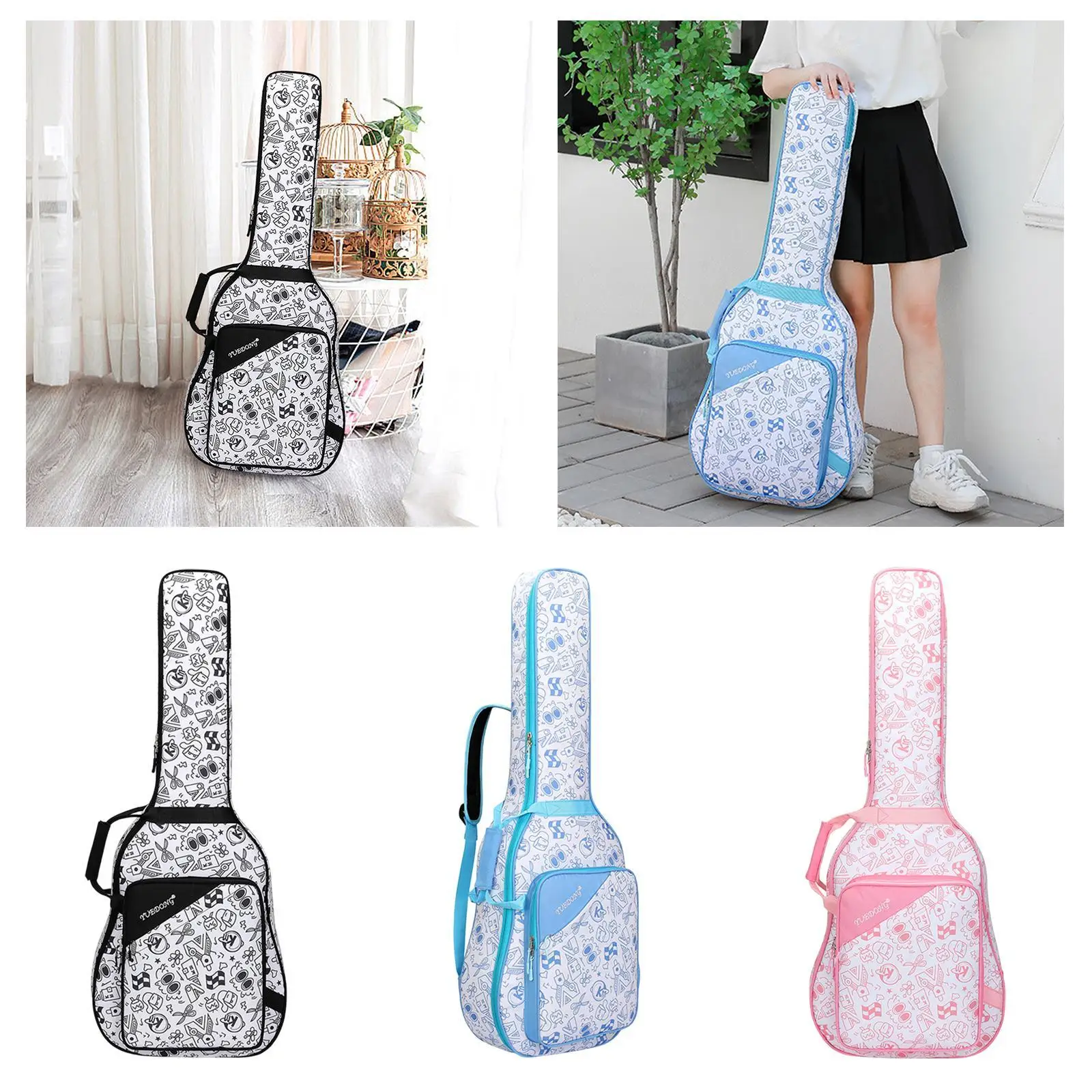 Guitar Gig Bag Internal Fixation Strap Portable with Adjustable Shoulder Straps Thick Padded Water Resistant Guitar Storage Box