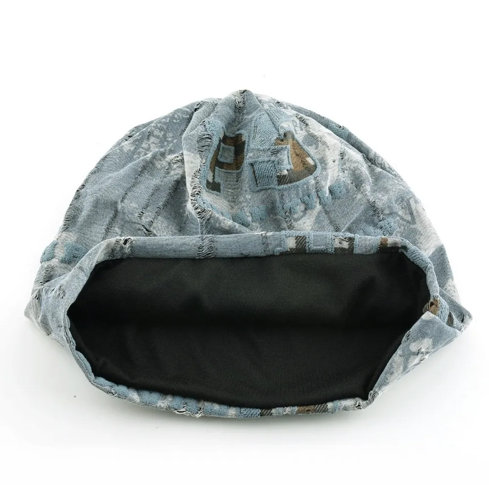 Unisex Warme Distressed Cracked Mütze Atmungsaktive Weiche Wintermütze Dünne Leichte Mütze mit Buchstabendruck für Outdoor – Detail 12