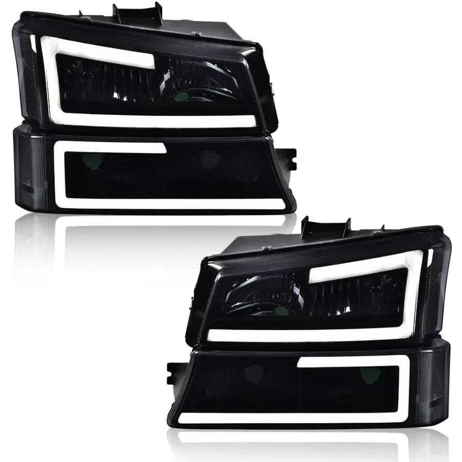 

LED DRL Headlight Assembly for Chevrolet Silverado 1500 2500 3500 HD 20032006 Models with Avalanche Compatibility Smoky Lens Bl