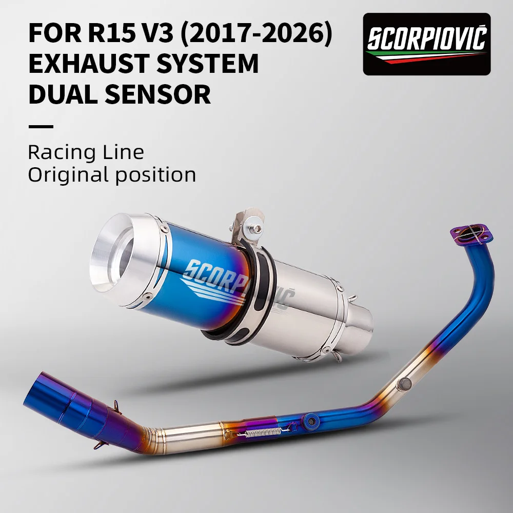 Slip-on YZF- R15 V3 DUALSENSORS Front Connect Link Pipe 51MM Motorcycle Exhaust Escape  Whole section exhaust system