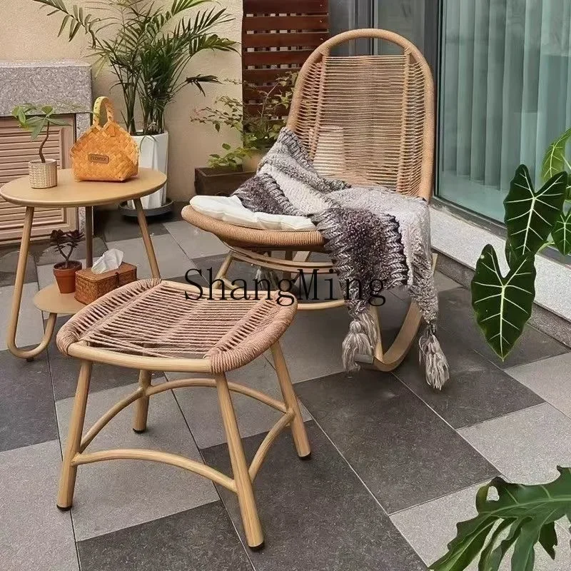 CL chaise à bascule simulation rotin matériel style chinois cour extérieure en forme de L chaise paresseuse