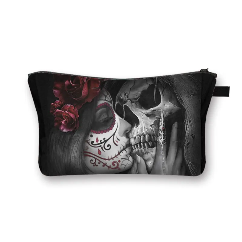 Gothic Skull Cosmetic Case Women Fashion Makeup Bag Girl Cosmetic Bag Large Toiletry Bag Zipper Pouch Travel Organizer Bags