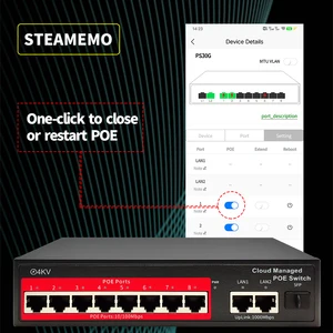 Steamemo-Switch Poe Cloud-betrieben, 4, 8, 16 Türen, 48 V, aktiver Poe-Desktop, 100 Mbit / s, 1000 Mbit / s, SFP, App und Play Control Switch 8 Hauptverkaufsschalter Gigabit 4 Türen - №5