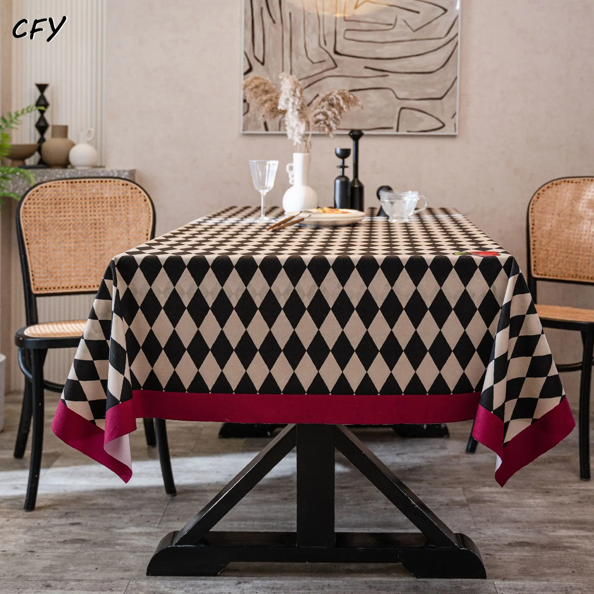 

Velvet Checkerboard Tablecloth Velvet Surface Rectangular Tablecloth Tea Table Pad Meal Cloth Photo Background Cloth