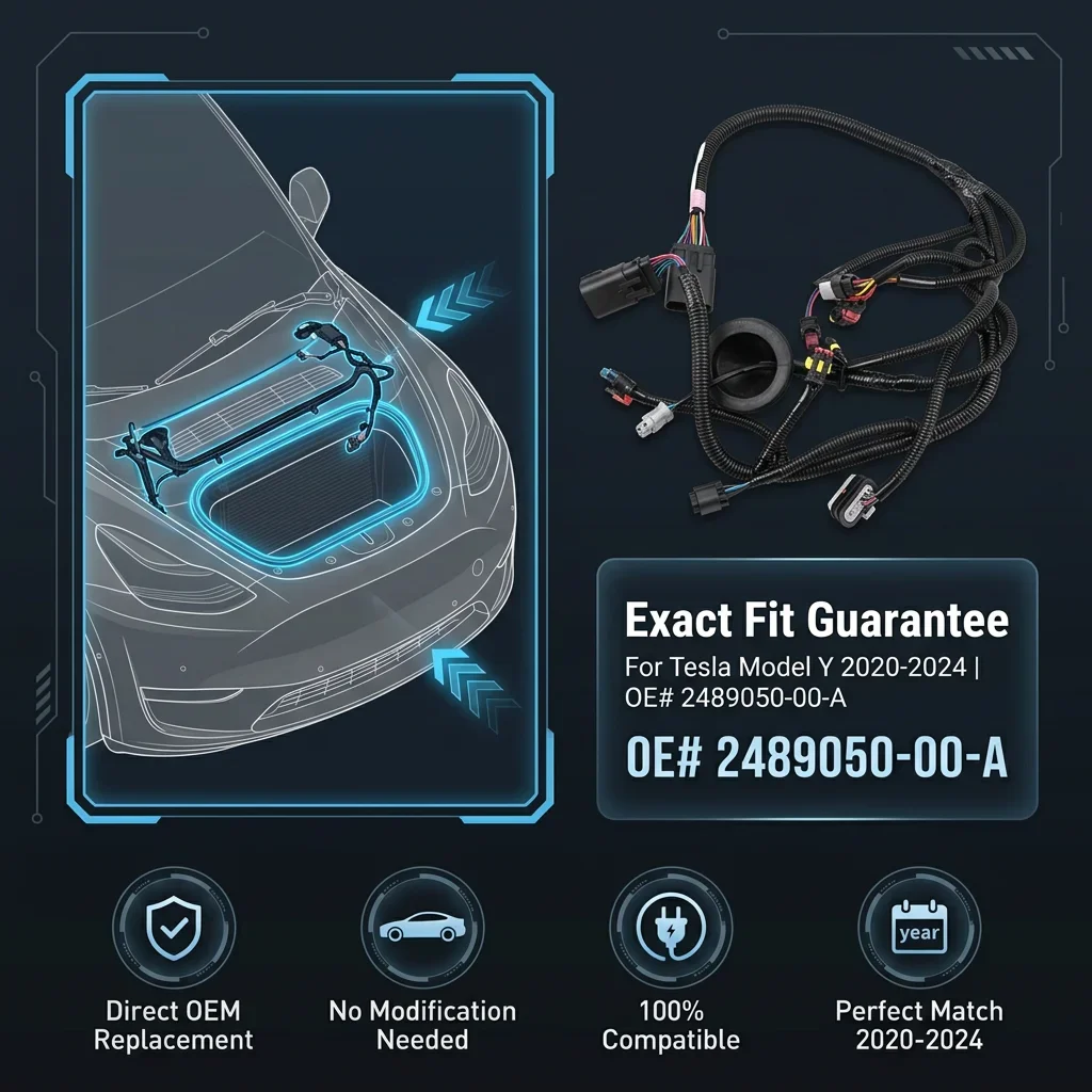Front Radiator Panel Wiring Harness For Tesla Model Y 2020-2024 2489050-00-A 2489050-04-C Front Radiator Support Harness New