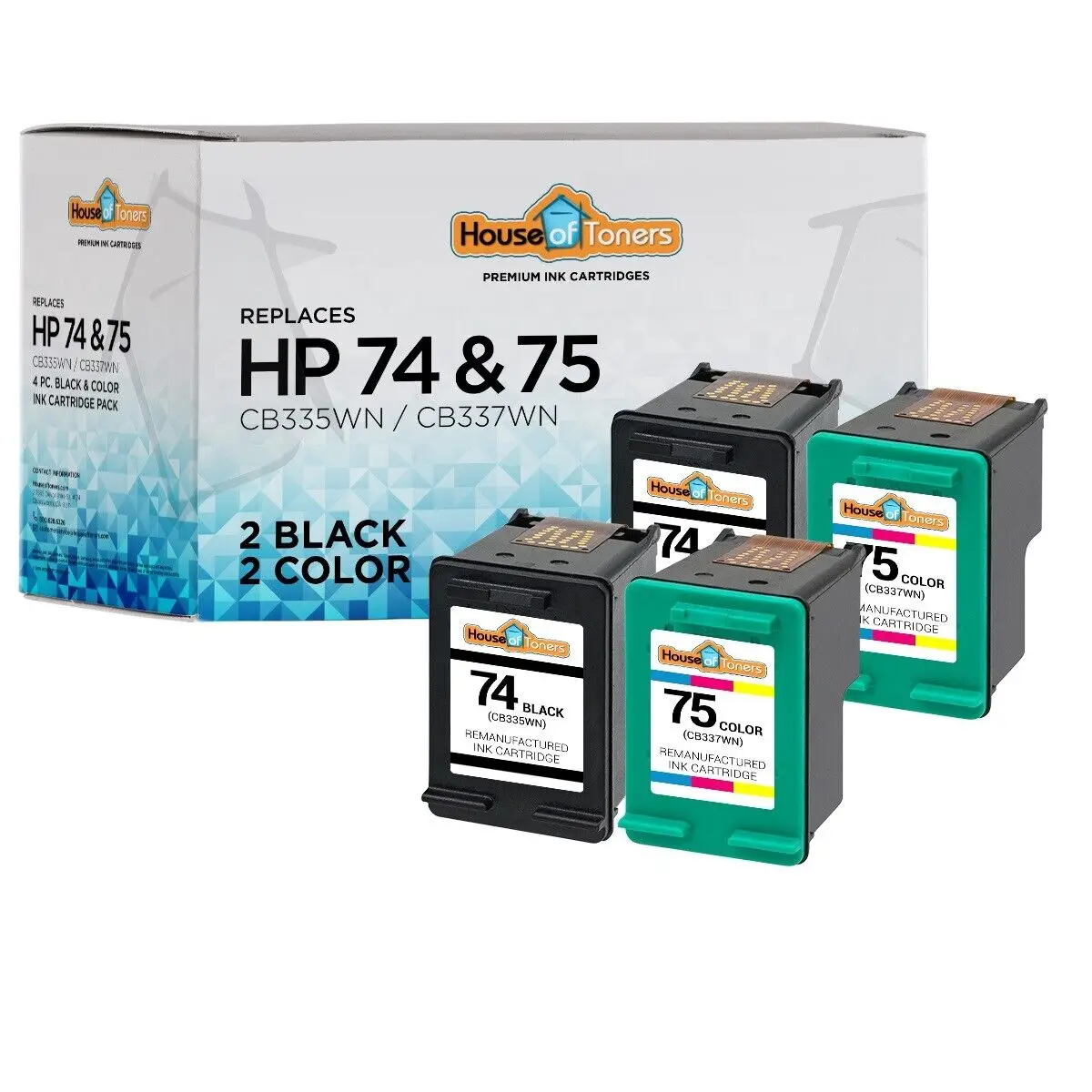 4pk 74 75 Black/Color for HP Deskjet D4260 D4263 D4268 D4280 D4360 D4363 D4368