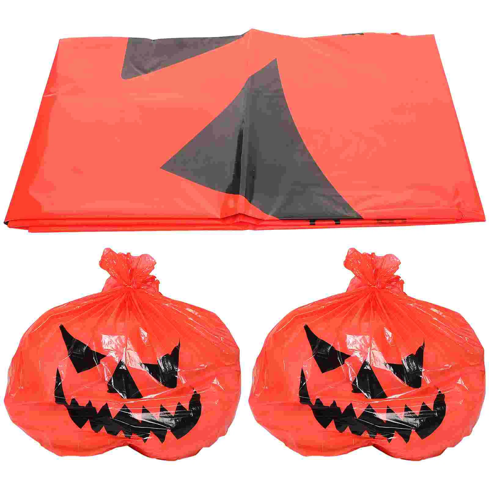 

3 Pcs Pumpkin Shaped Leaf Bags Large Capacity Garden Waste Bin Halloween Decoration Robust LDPE Yard Trash Containers Spacious