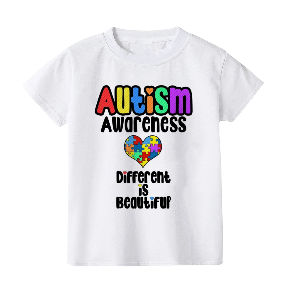 Autism Awareness Kids Tshirt Toddler T-shirt Boy Girl Clothes Autism Heart Chilld Shirt Care for Autistic Patients Children Tee