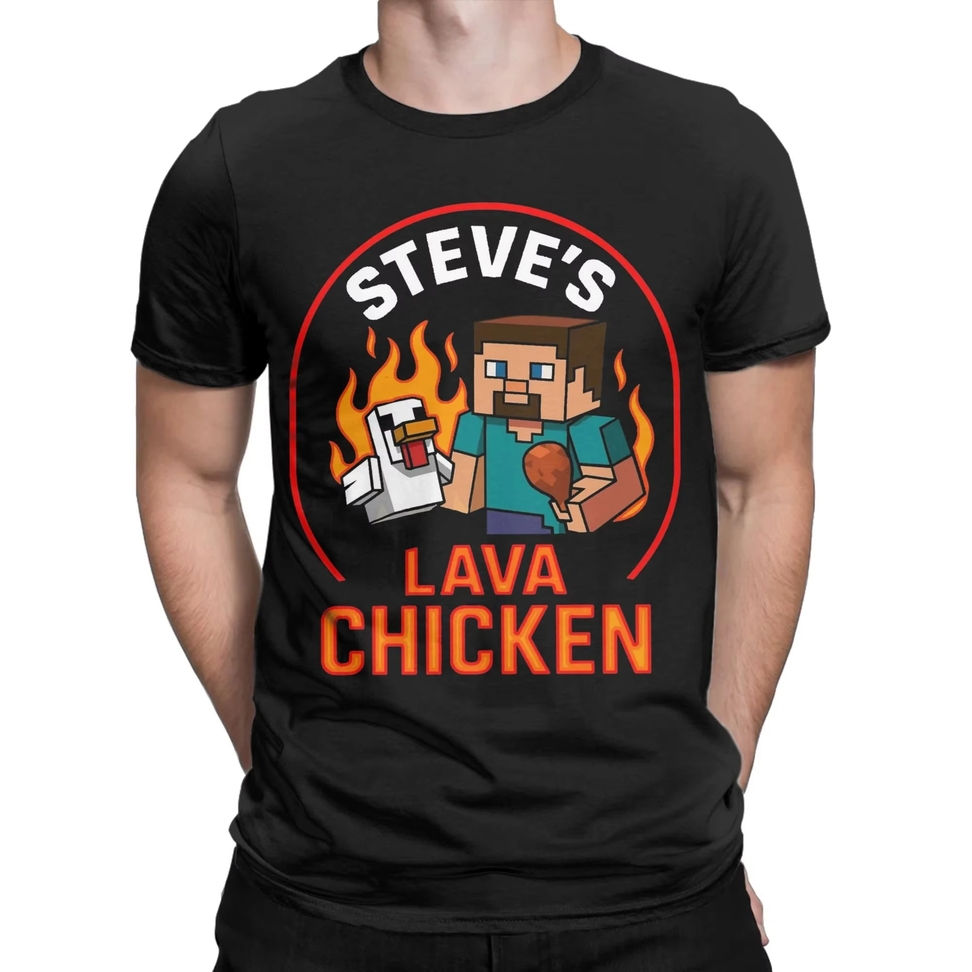 

Summer Steve's Lava Chicken Pixel 2025 Movie T-Shirt Men's Cotton T-Shirt Short Sleeve Clothing Streetwear Oversize T-Shirt