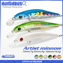 Hunthouse Artist Minnow Twitch Fishing Lure Jerkbait Sinking Slow Hard Bait Wobblers For Pike Trout 70/80/105mm Sea Fish Tackle