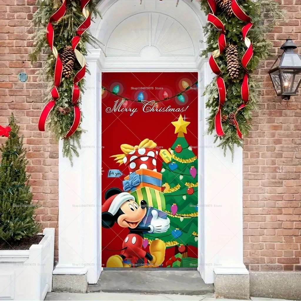 Disney Mickey Party Door Decoration Door Cover Banner Christmas Gift Photography Background Indoor And Outdoor Porch Decoration