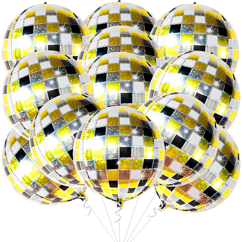 Pack of 12 Gold Disco Ball Big 22 Inch Foil Black and Gold Disco 4d  Balloon Last Disco Bachelorette Party Decorations