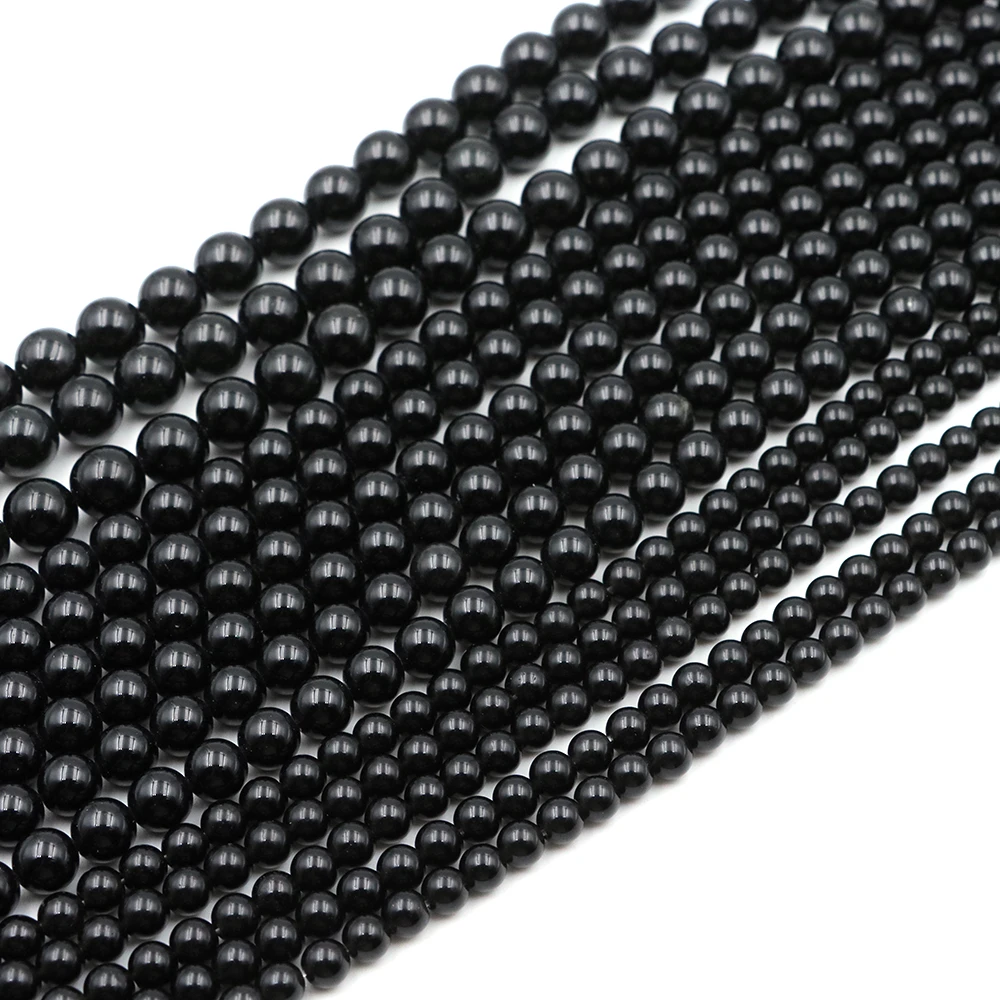 2 3 4 6 8 10 12MM 블랙 아게이트 비즈 라운드 루즈 천연석 비즈 주얼리 제작 DIY 팔찌 목걸이 귀걸이 액세서리