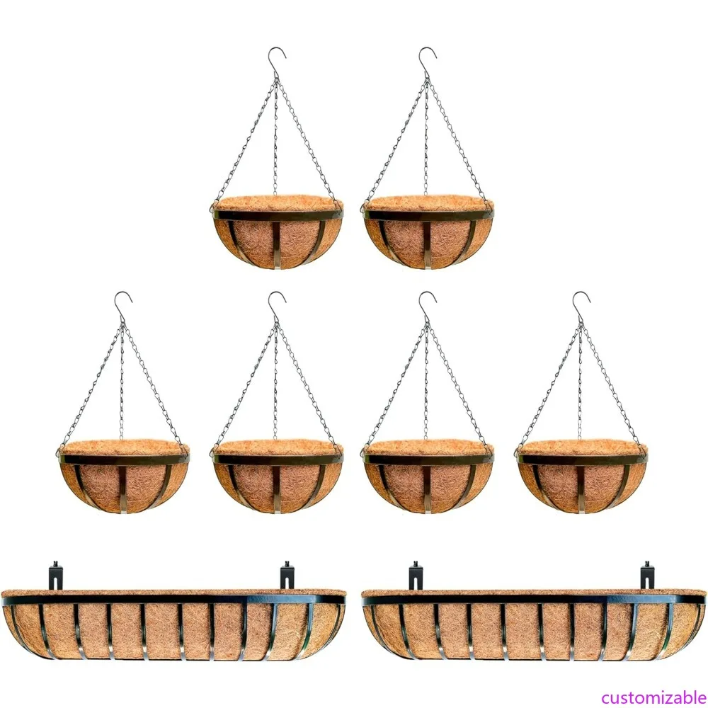 

Набор из 6 подвесных горшков с вкладышами Coco: 16-дюймовые корзины Coco Liner и 2 упаковки 36-дюймовых металлических корзин Coco Liner для окон