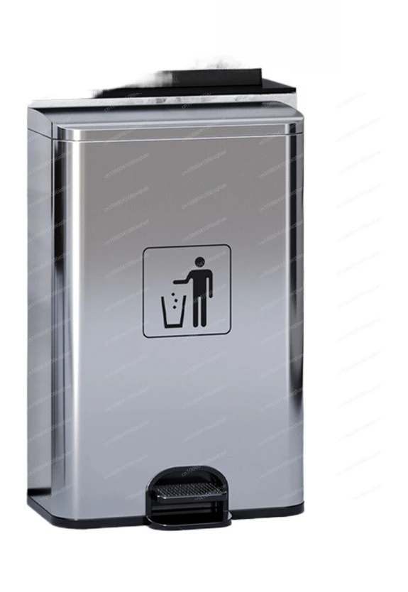 

Stainless steel foot-pedal trash can Commercial large-capacity covered hotel lobby indoor office classification bucket