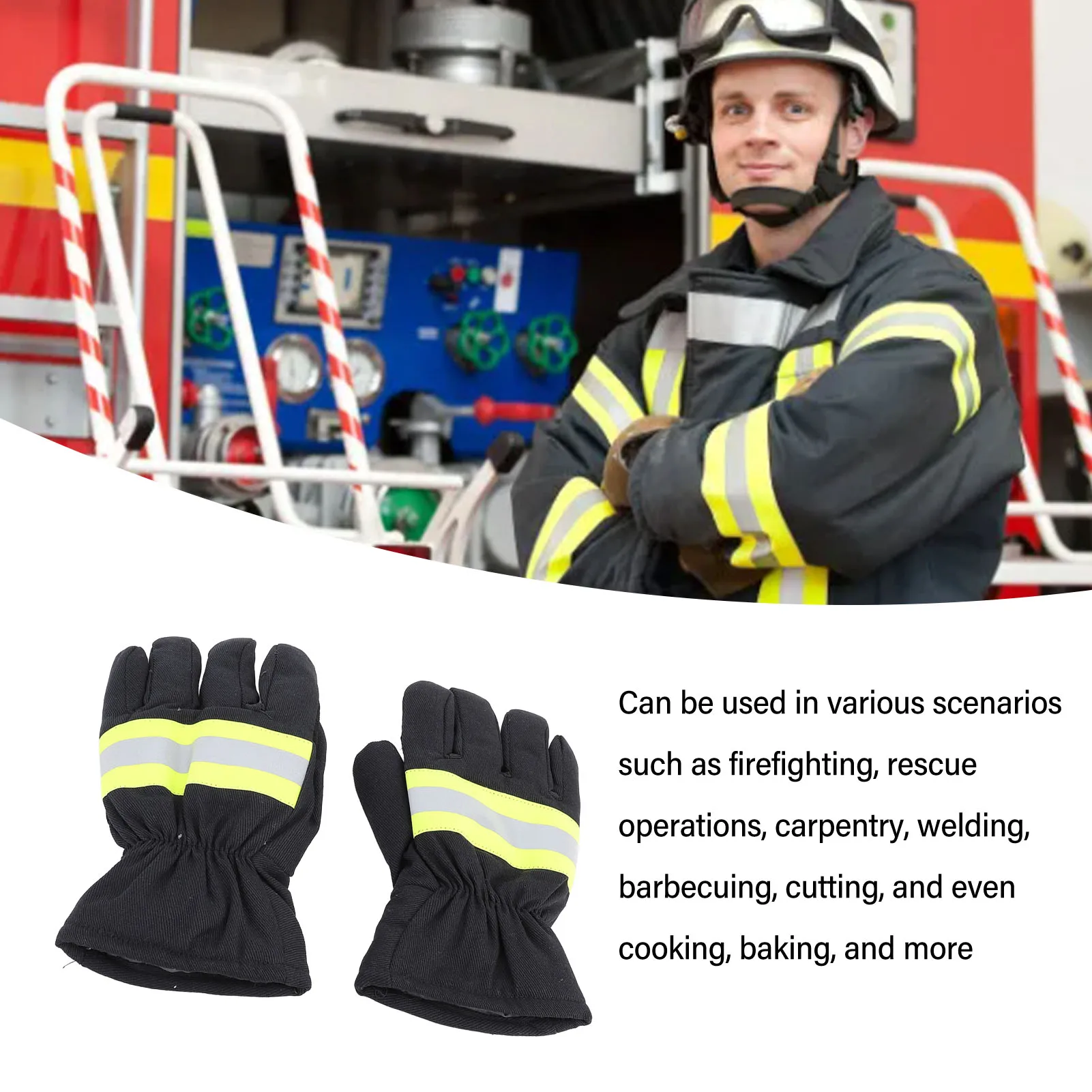 ZK40 Firefighter Gloves Flame Resistant Soft Comfortable 27cm Length Safety Working Extrication Rescue Gloves Welding