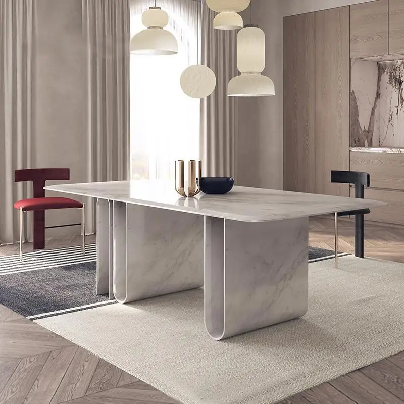 

"Italian Luxury Dining Table - Modern Minimalist Rectangle Marble Table, ENF Eco-Friendly Custom Designer Dining Set"