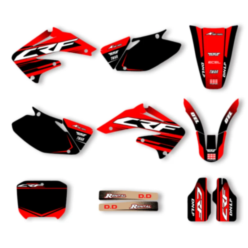 

DSMTECH Motorcycle Graphics Background Decals Stickers Kits for HONDA 2002 2003 CRF 450 2004 CRF450 007