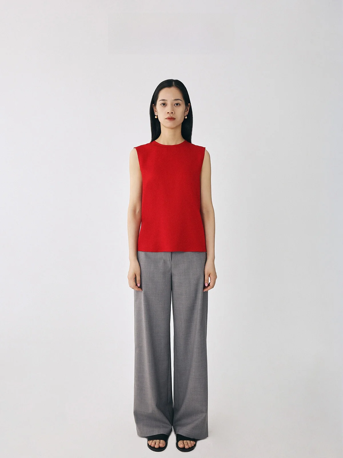 

Шелковый жилет Lin Zhi 2023 из тяжелого шелка 27 момме, простой круглый вырез, без рукавов