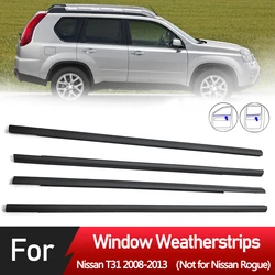4PCS Car Outer Windows Rubber Weatherstrip Sealing Strip For For Nissan X-Trail T31 2008-2013