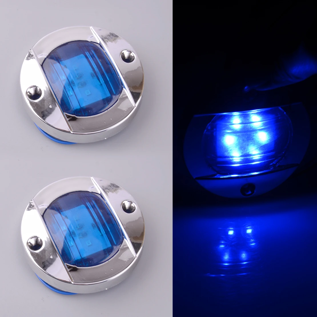 

2Pcs Waterproof Blue LED Interior Cabin Deck Courtesy Lights For Boat Yacht Camper Trailer Caravan RV Marine IP67