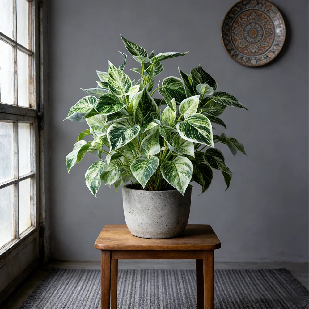38cm Künstliche Scindapsus-Pflanzen Bouquet Künstlicher Eukalyptus Falsche Maranta-Blätter Plastikblätter Künstliche Grünpflanze für Heimdekoration – Detail 1
