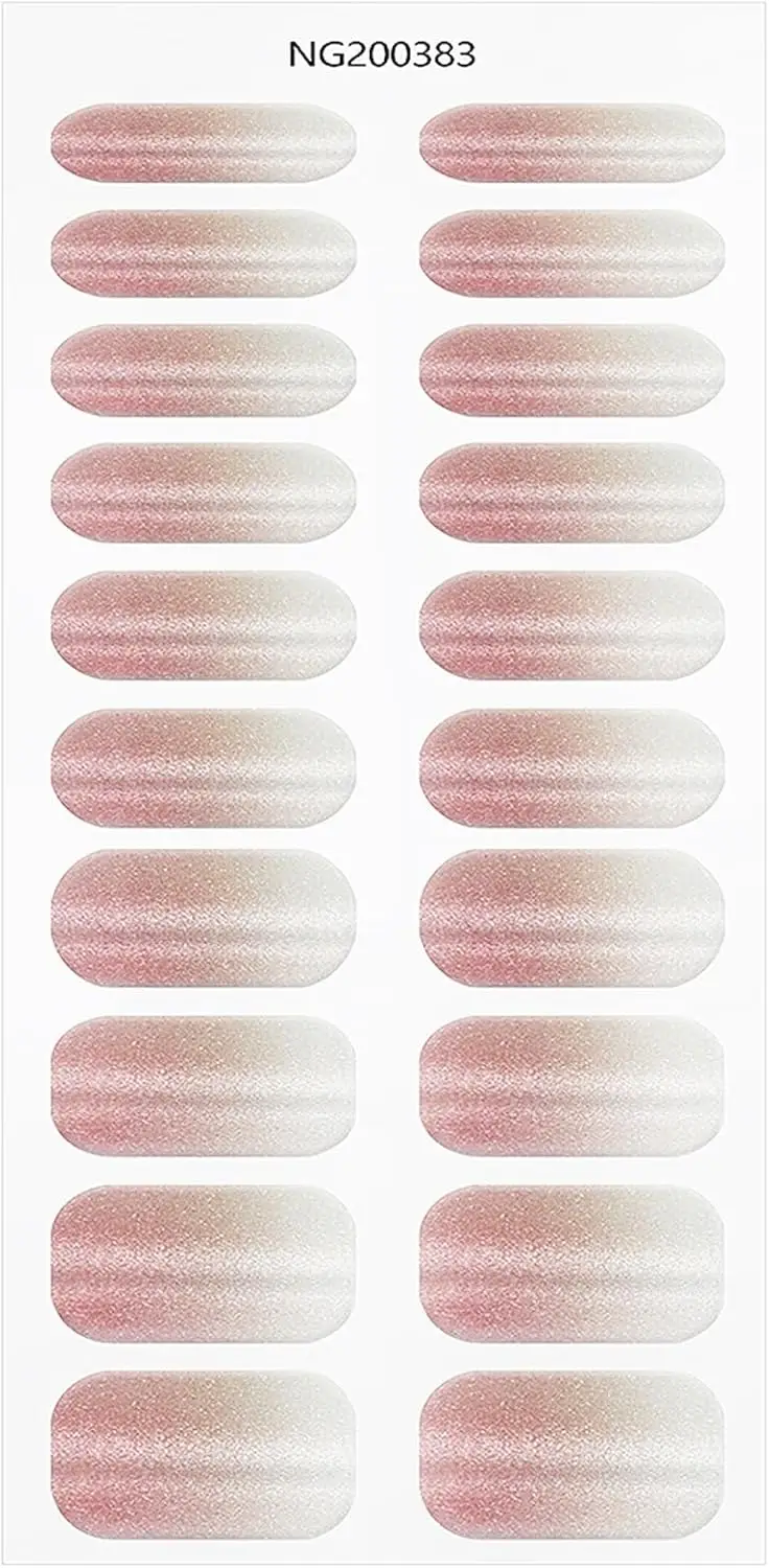 ملصقات أظافر جل وردي كريمي شبه معالج شرائط أظافر جل يلتف الأشعة فوق البنفسجية/LED تصميم فني للأظافر إكسسوارات الديكور