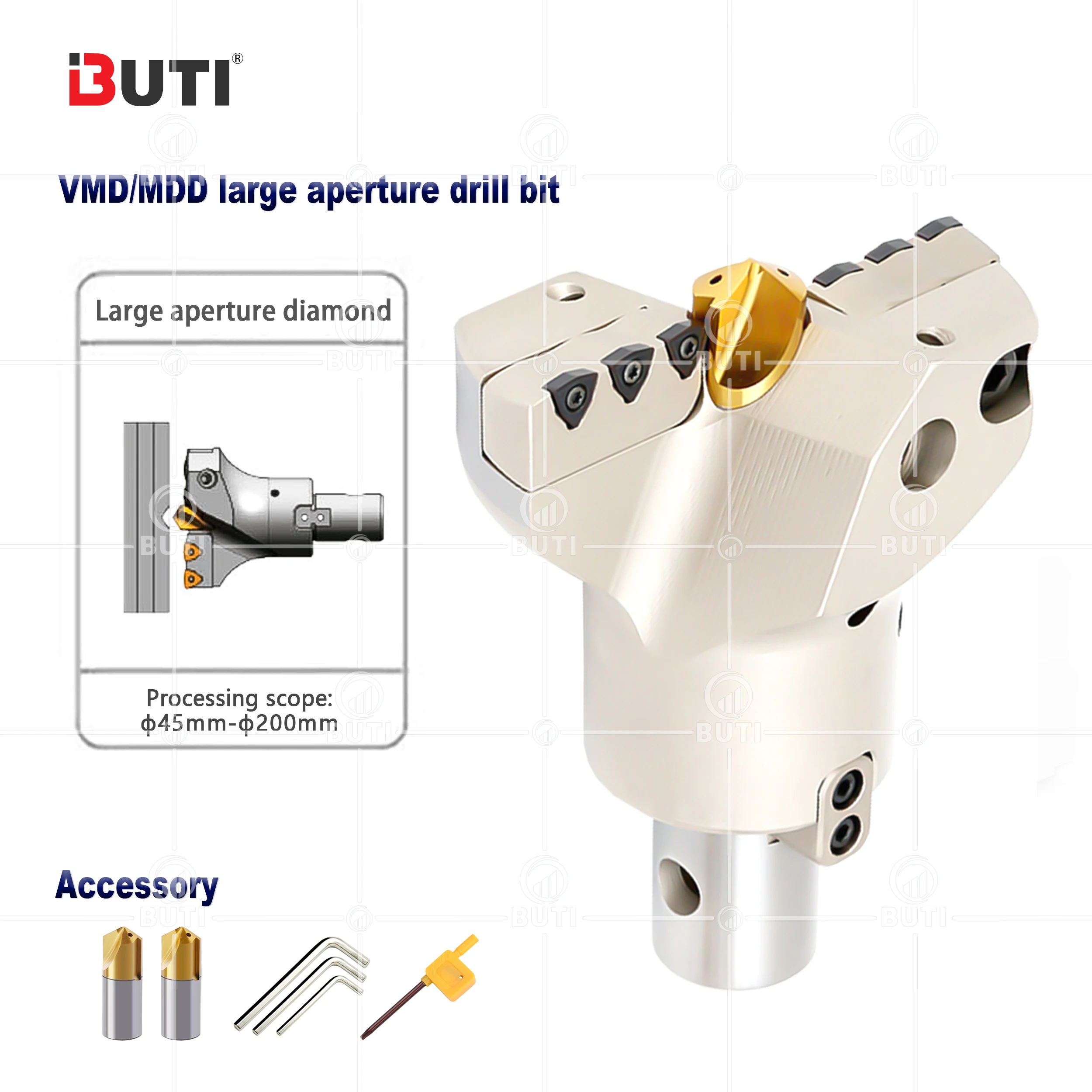 

VMD Large Aperture Deep Hole U-drill VMD-045050 VMD-195200 CNC Internal Cooling Deep Hole Violent Drill HPD-1035C-H Pilot Drill