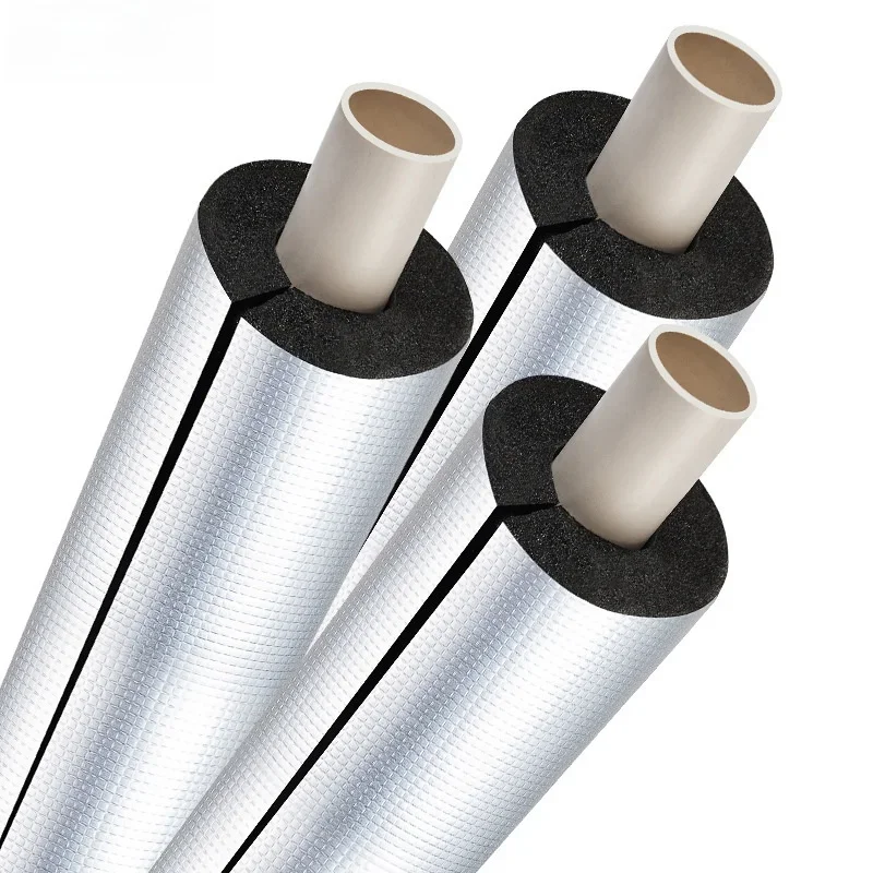 Open-style Self-adhesive Foam Pipe Insulation For Water Pipe Air-conditioning Aluminum Foil Insulation Sleeve Inner Dia 16-60mm