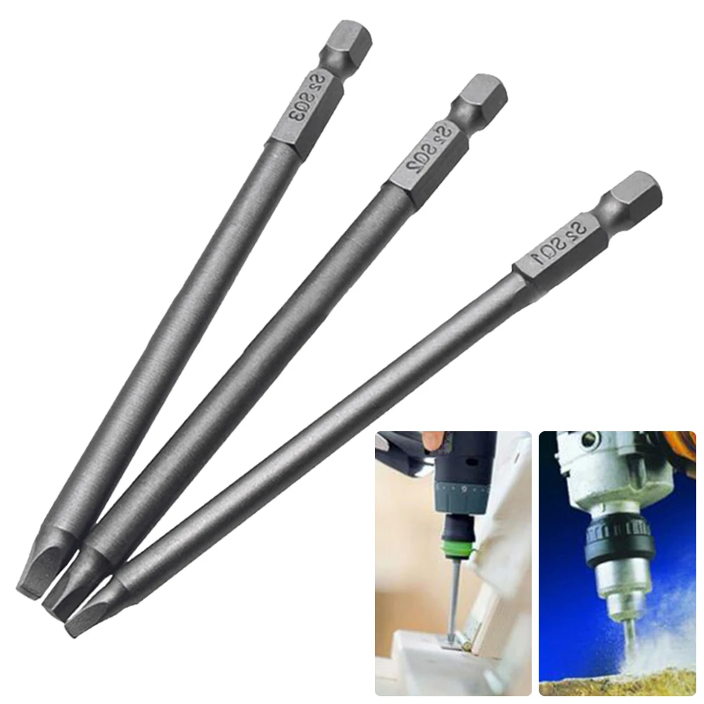 3pcs Square Driver Bit 100mm SQ1, SQ2, SQ3 Square Head Electric Screwdriver Head Screw Driver Bits For Electric Screwdriver