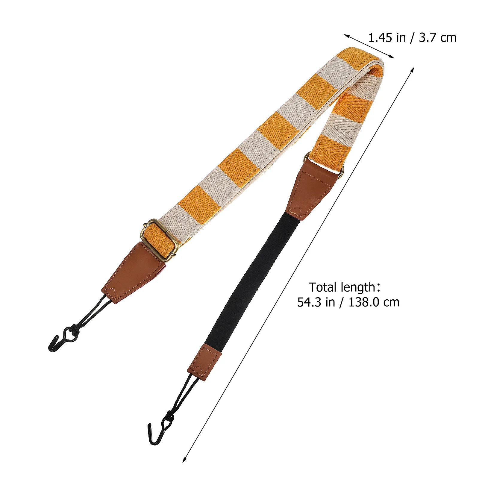 

1pcs No Drilling Ukulele Strap Adjustable Shoulder Belt For All Sizes Plaid Design Yellow Orange Portable Neck Strap For Ukulele