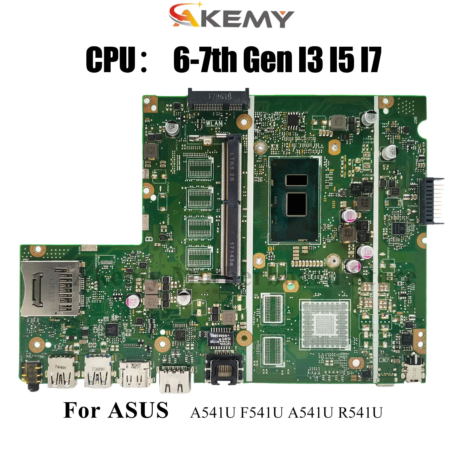 

X541UAK Материнская плата для ноутбука ASUS R541U X541UVK A541U X541UJ X541U X541UA X541UV X541UAK A541U F541U Материнская плата с процессором I3 I5 I7