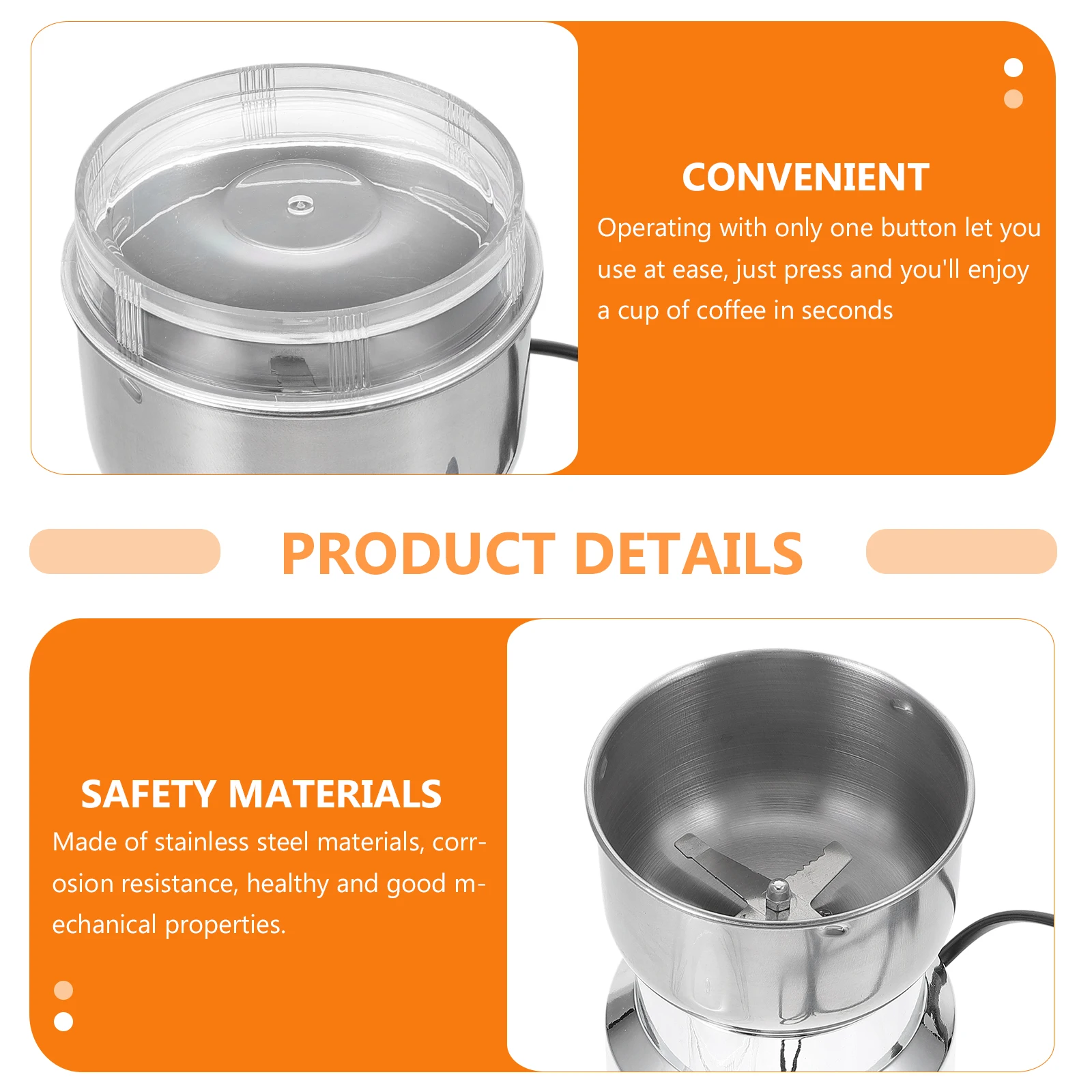 

Coffee Grinder Multi-functional with Stainless Steel Blades Super -button Operation Spice for Home