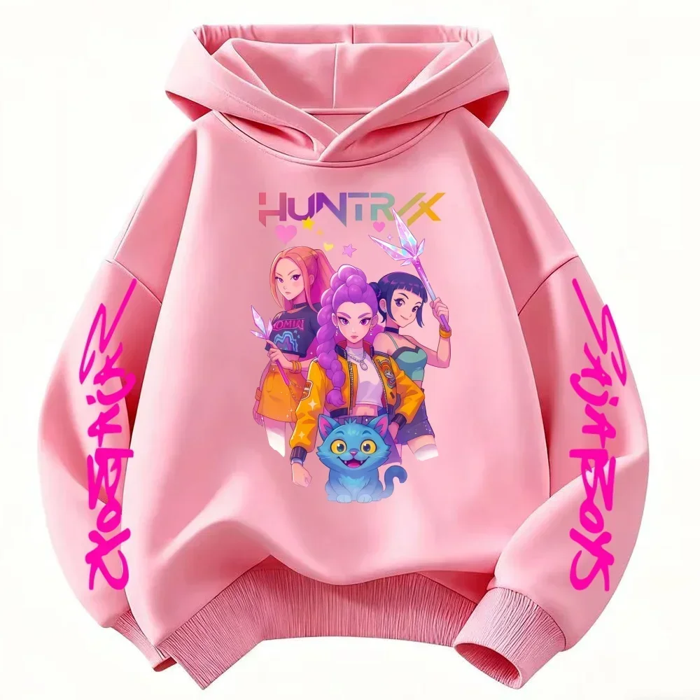 Neues Kapuzensweatshirt mit Cartoon-Motiv, geeignet für Damen und Herren, warmes, lila Oberteil für Kinder, modisches, lässiges Kinderkleidungsstück. – Detail 3