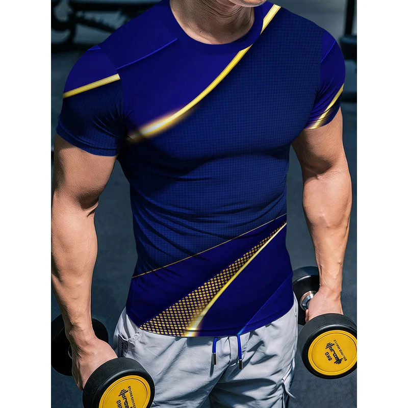 Men's High-Elasticity Fitness Short Sleeve ShirtTShirt3DPrinted slim-fit quick-dry sports top casual breathable sportswear