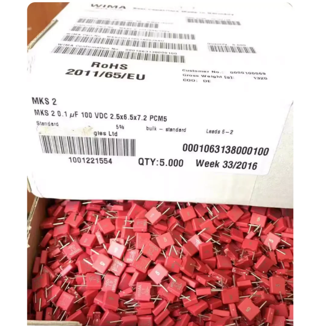

0.1UF 100V brand new German WIMA 100V0.1UF 104 MKS2 5% P5 equivalent to 63v