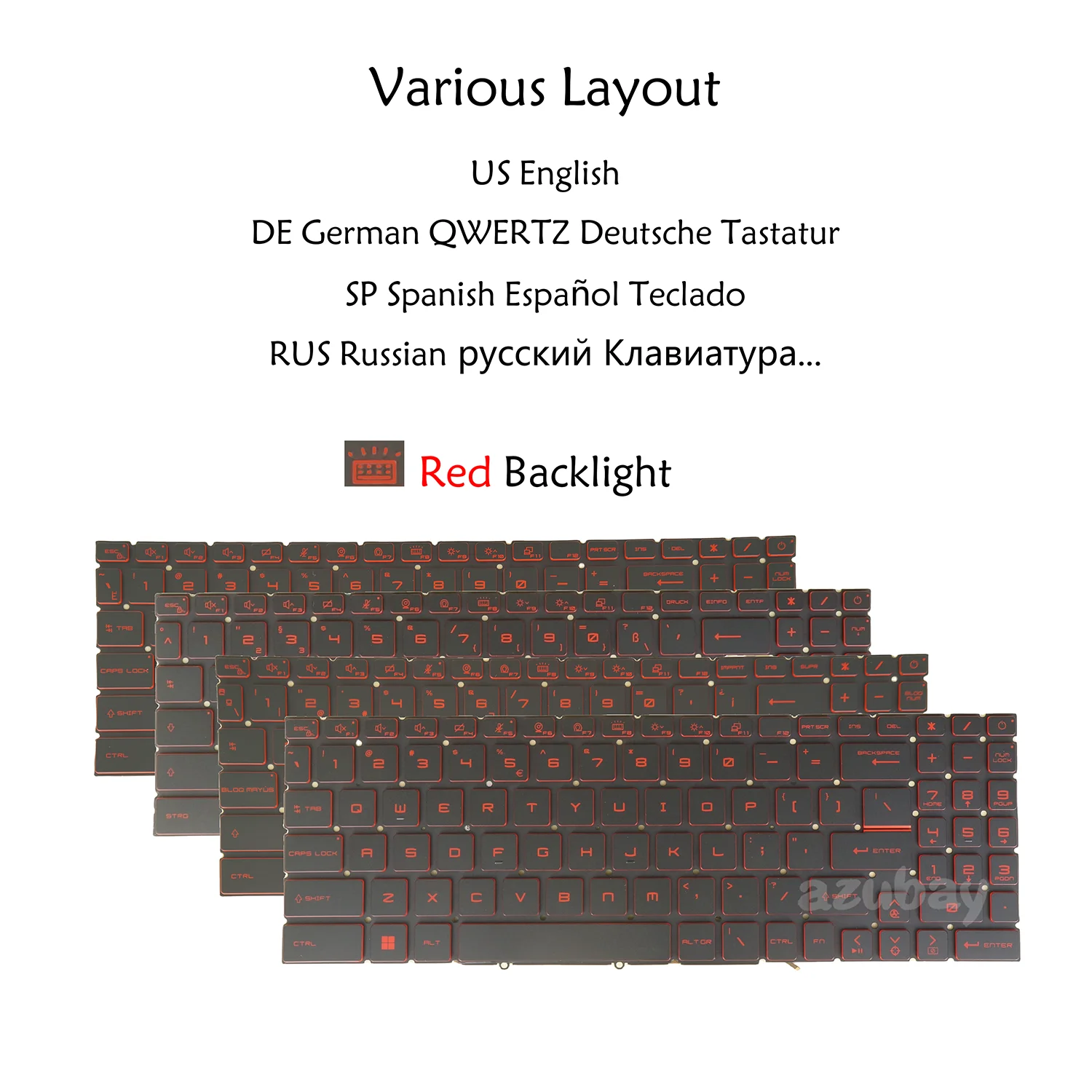 US Russian Spanish German Keyboard For MSI MS-1582 MS-1581 MS-1584 MS-1583 MS-17L2 MS-17L1 MS-17L4 MS-17L3 MS-158K Red Backlit