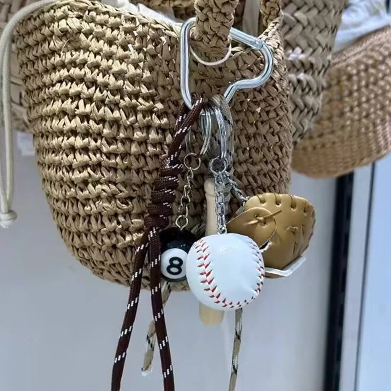Original Designed Baseball Keychain Nylon Woven Rope Pendant DIY Trendy Heart Mixed Bag Phone Decor Handmade Women Girl Gift