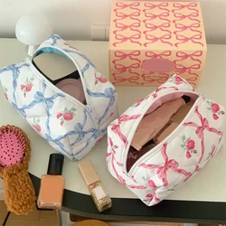 Fashion Bow Rose Flower Cosmetics Storage Bag Skincare Makeup Organizer Perfect Gift Washing Bag Travel Portable Cosmetics Bag