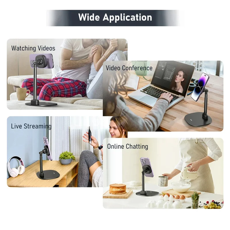 Desktop Magnetic Phone Holder Height Adjustable Rotatable Stable Sturdy for iPhone 16/15/14 Smartphone Mount Phone Stand Base