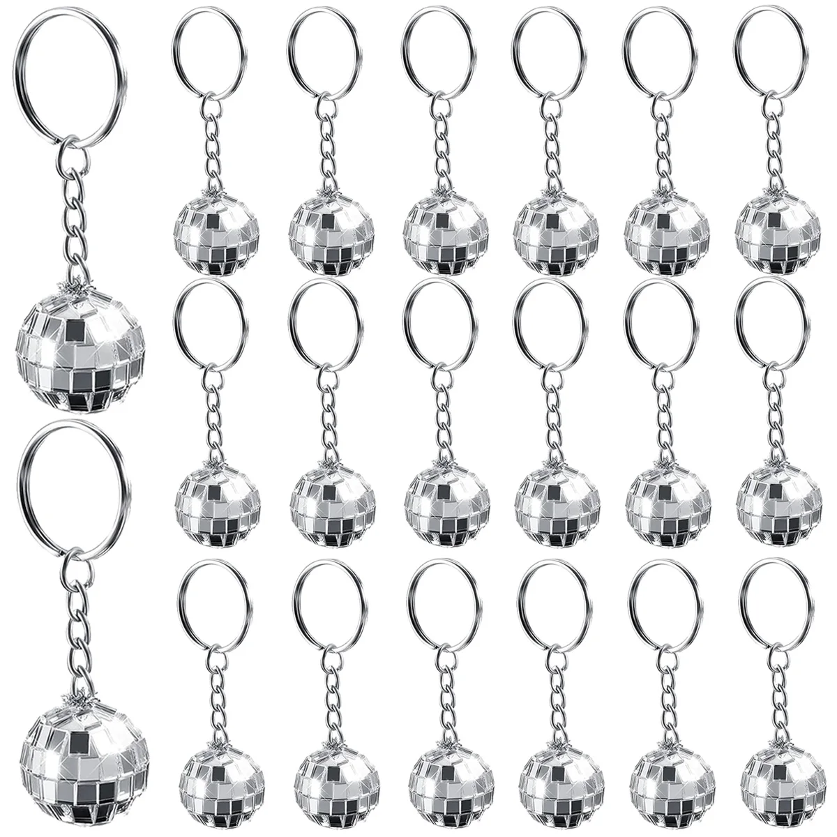 1 Pcs Bling Mirror Disco Ball Keychains Bulk Vintage Mini 70s Disco Keyring for Party Decoration Supplies