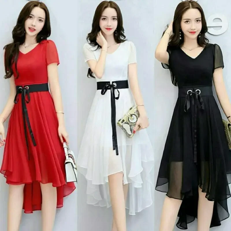 

Women's Casual Long Party Chiffon Maxi Dress Elegant Summer New Fashion Korean Style Office Dresses Brazil Female Sundress Z293