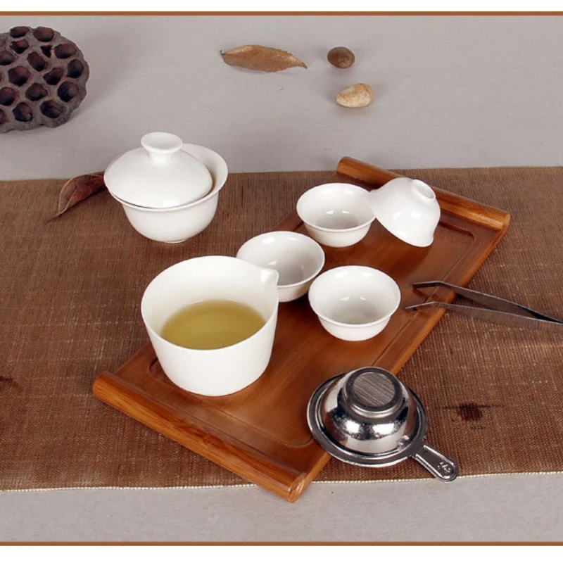 

Chinese Travel Kung Fu Tea Set Ceramic Portable Teacup Porcelain Gaiwan Tea Cups Mug Tea Ceremony Teapot Set for Tea Lovers