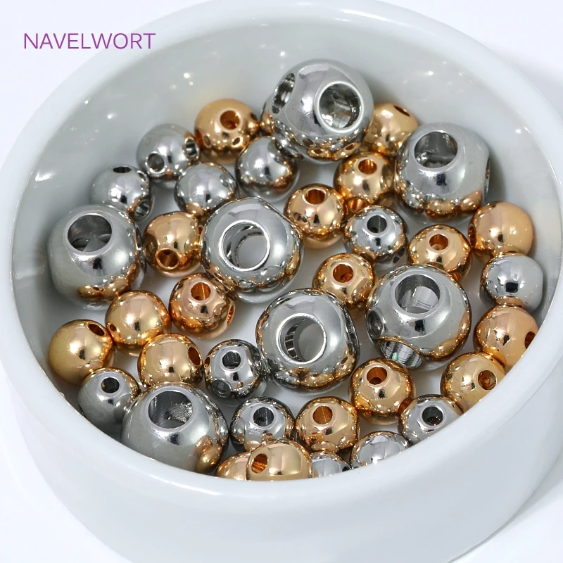 KC Gold Plated 4 Holes Round Spacer Beads For Jewelry Making,Beads Separators,Brass Loose Beads,DIY Beading Making Findings view 5