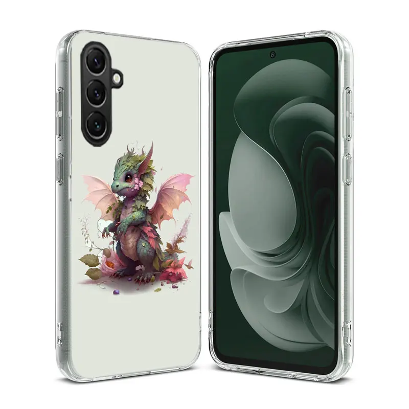 Cute Mythical Dragon Clear Phone For Samsung Galaxy A55 A35 A25 A15 A05S A04S A14 A24 A34 A54 A03S A13 A23 A33 A53 A73 A9 A8 A7