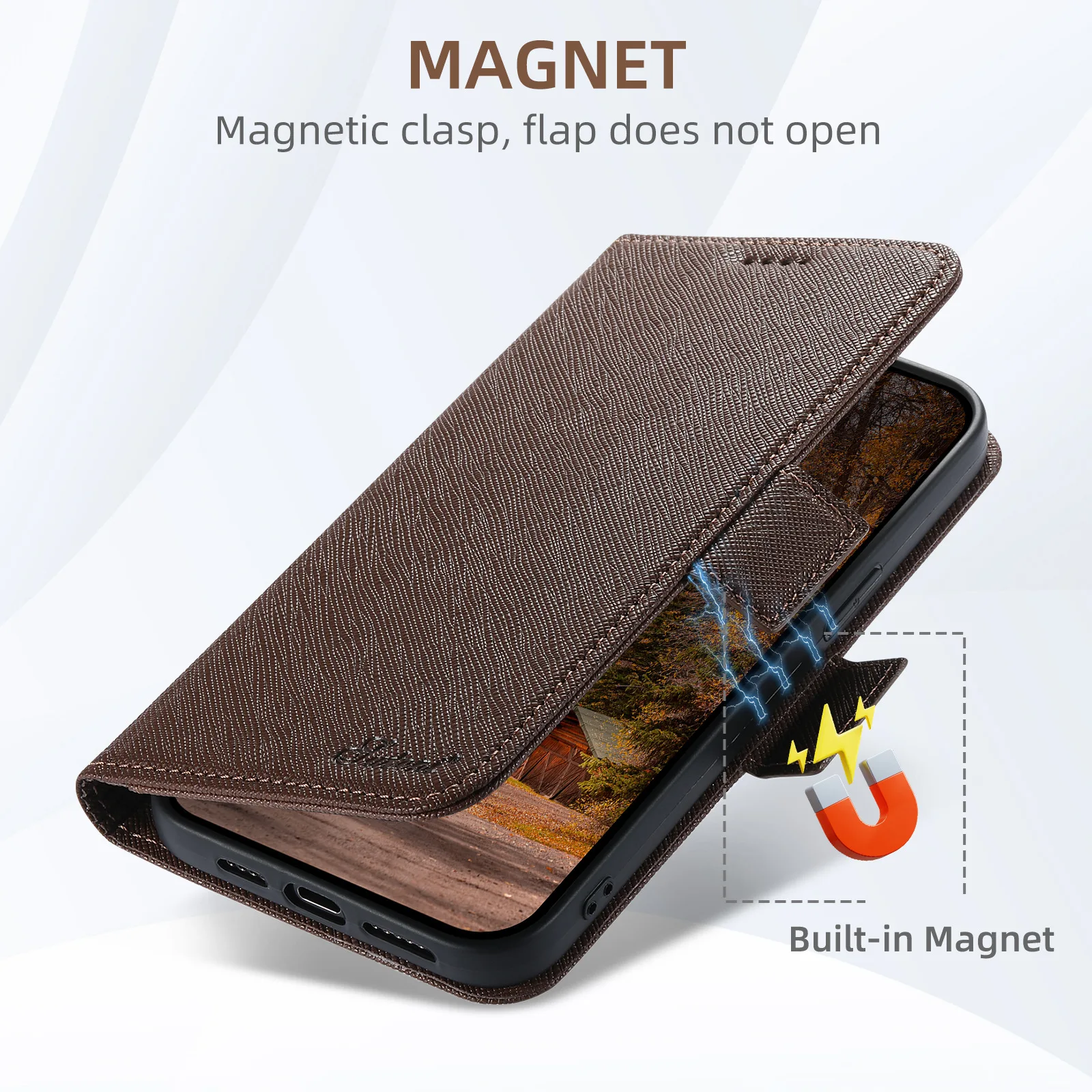 For iPhone 16 15 14 Pro Max 13 12 for Magsafe Kickstand Card Solt Case Wireless Charging Magnetic Leather Wallet Phone Cover